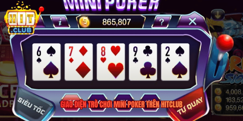 Giao diện trò chơi Mini Poker trên Hitclub